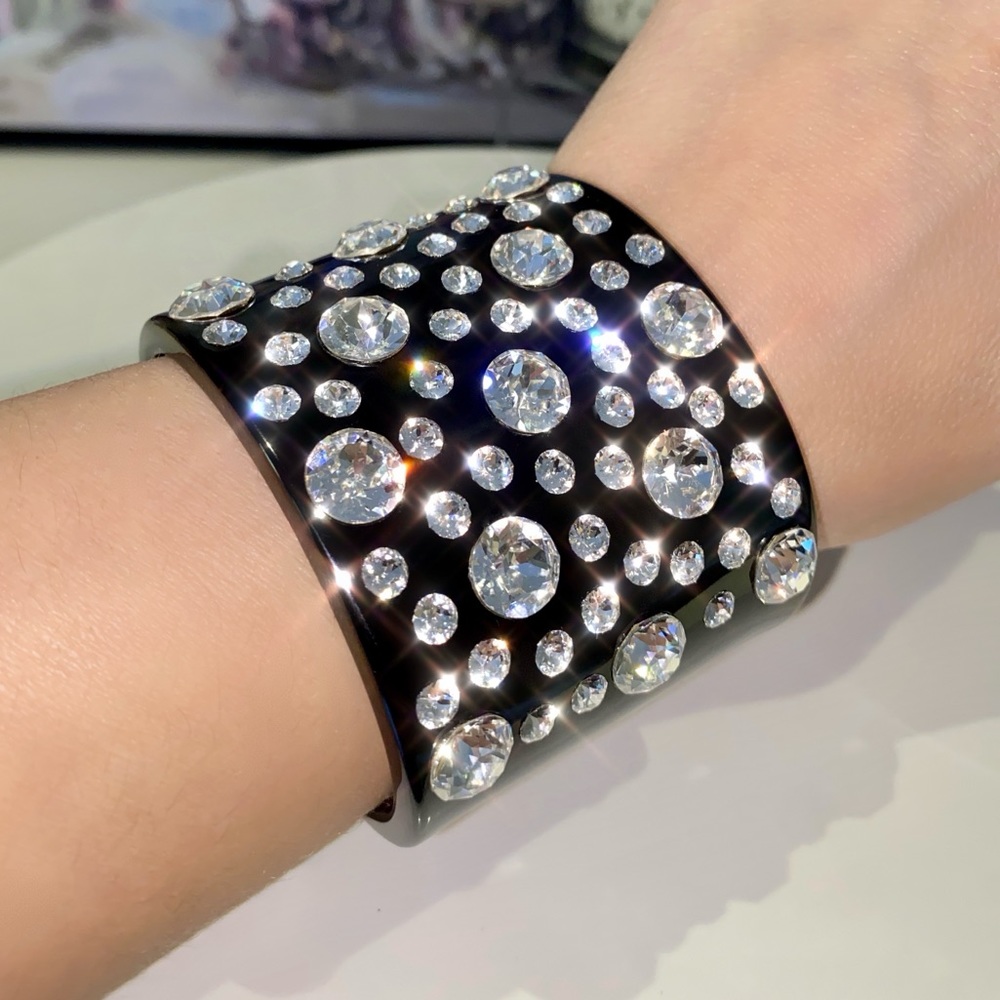 Oversized Black Acrylic Cuff Bracelet, One Of A Kind Handmade Bracelet Cuff